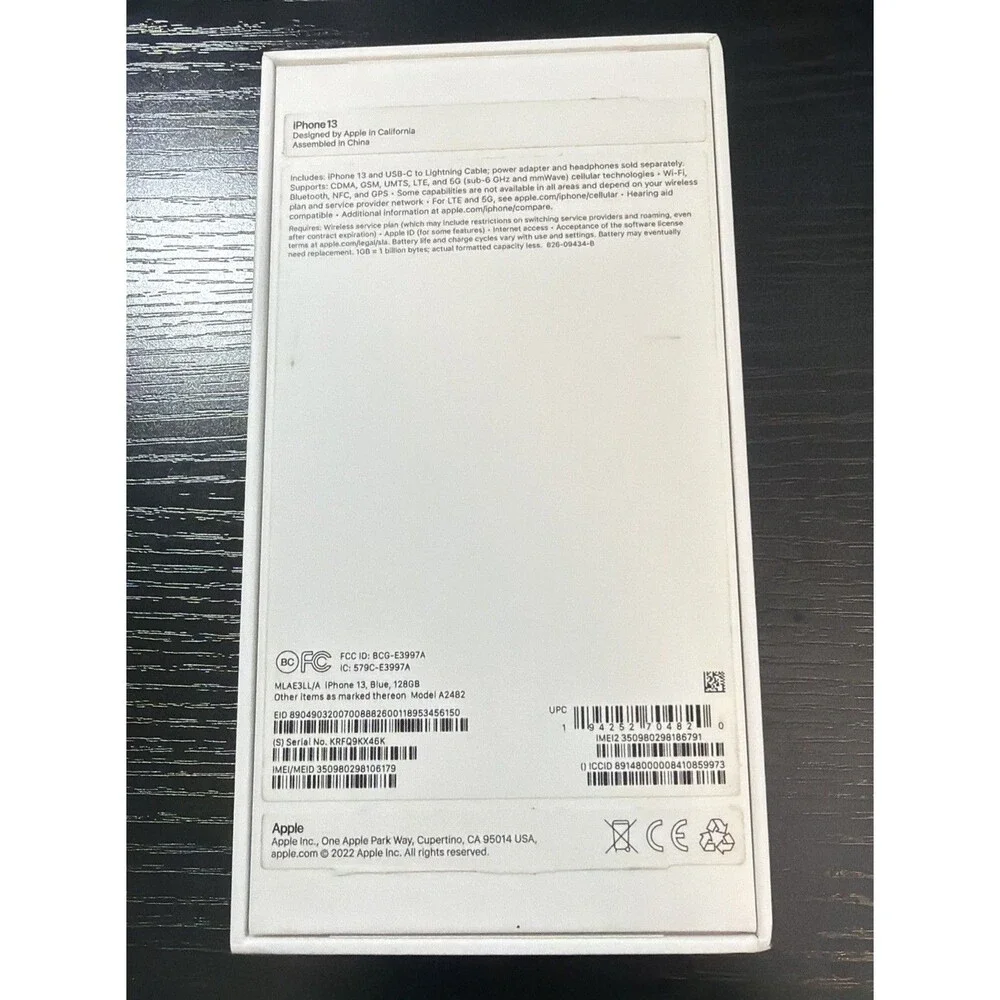 Original Apple Empty Box for iPhone 13 128GB, Sierra Blue Only Box